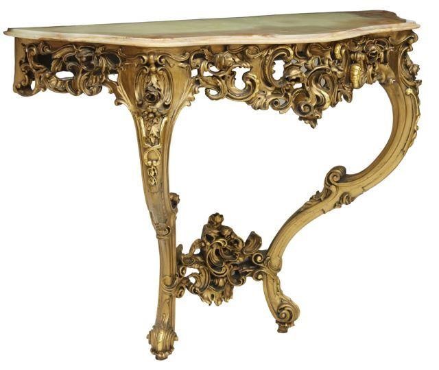 Appraisal: Italian Louis XV style giltwood wall-mounted console table th c