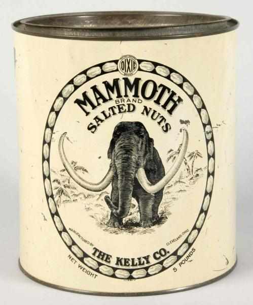 Appraisal: Mammoth -lb Salted Peanuts Can Description Beautiful graphics of mammoth