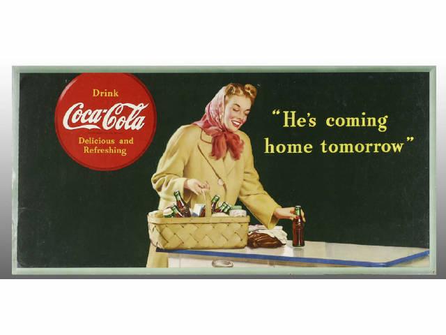 Appraisal: Coca-Cola Large Horizontal Cardboard Poster Description Light edge wear and