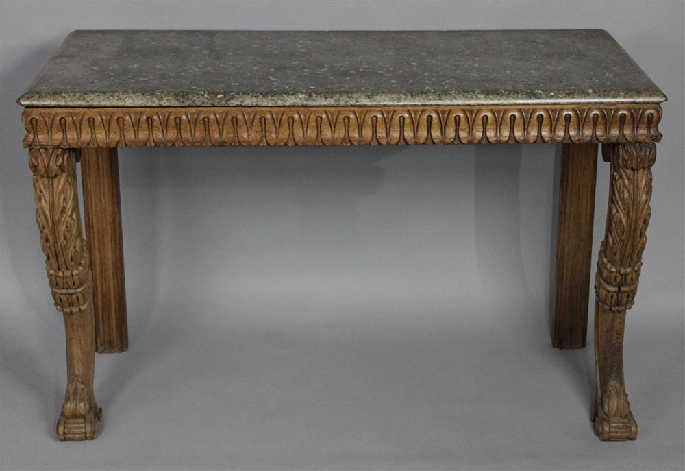 Appraisal: WILLIAM IV CARVED CONSOLE TABLE WITH MARBLE TOP a William