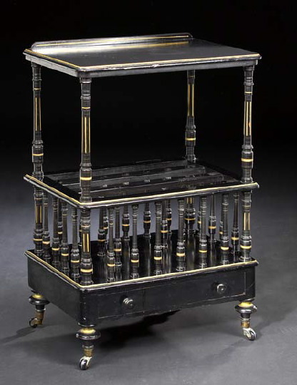 Appraisal: Victorian Gilt-Decorated and Ebonized Canterbury third quarter th century in