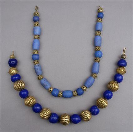 Appraisal: Two Blue Glass Bead Necklaces