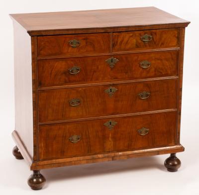 Appraisal: An early th Century walnut and crossbanded chest of two