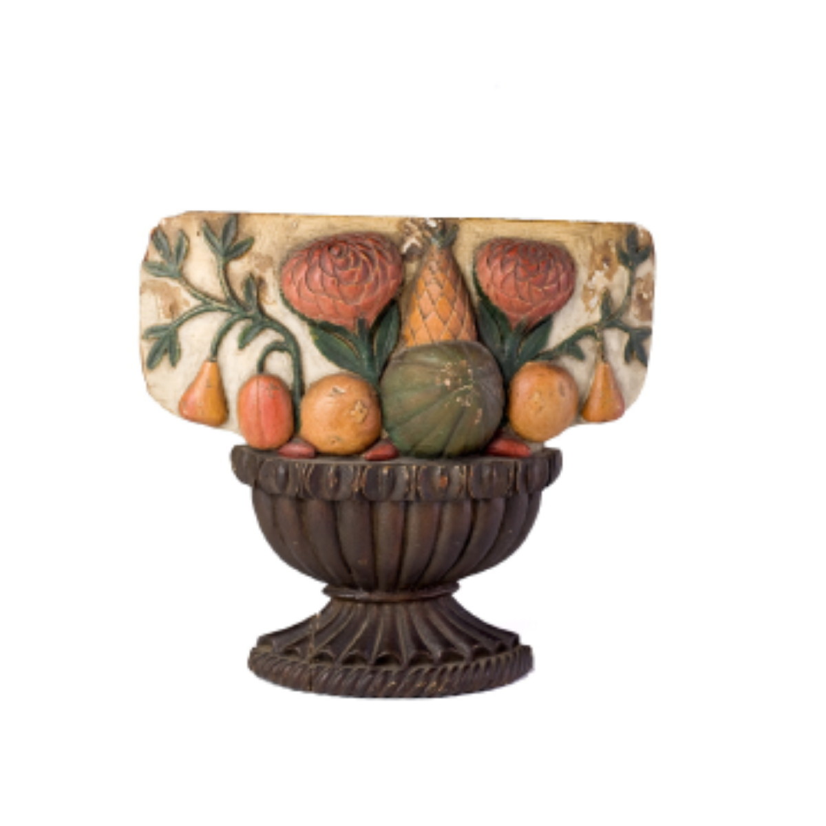 Appraisal: AMERICAN CARVED AND POLYCHROME WOODEN COMPOTE OF FRUIT MID-NINETEENTH CENTURY