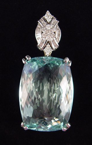 Appraisal: CT AQUAMARINE PENDANT Custom K white gold pendant with an