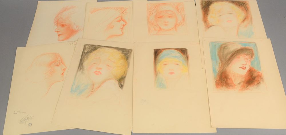 Appraisal: Charles Sheldon - group of eight colored pencil Illustration sketches