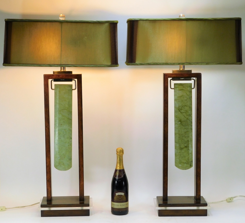 Appraisal: PR JOHN RICHARD MODERN STONE TABLE LAMP United States ContemporaryAngular