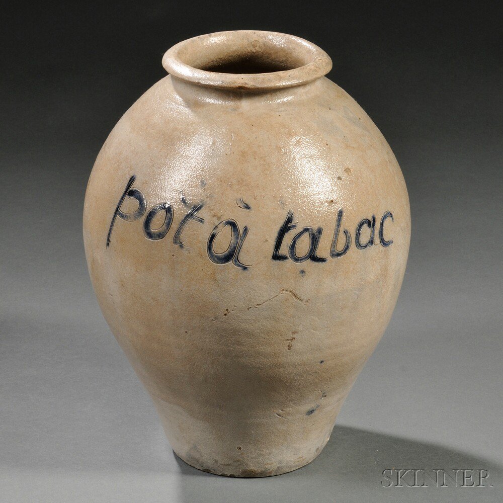 Appraisal: Stoneware Tobacco Jar possibly New York early th century ovoid