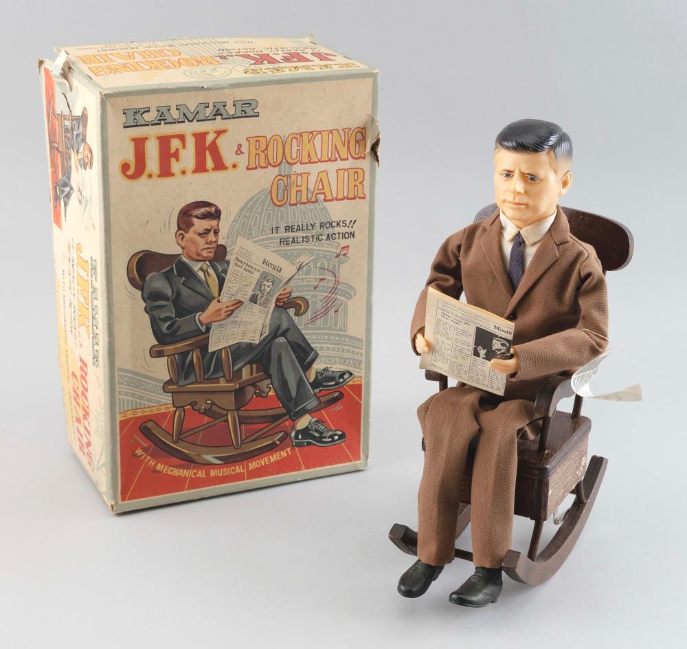 Appraisal: KAMAR JOHN F KENNEDY AND ROCKING CHAIR DOLL Chair with