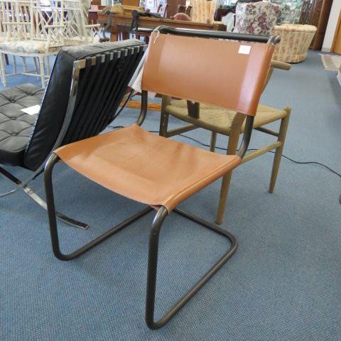 Appraisal: M R Chair mid century modern leather and tubular retails