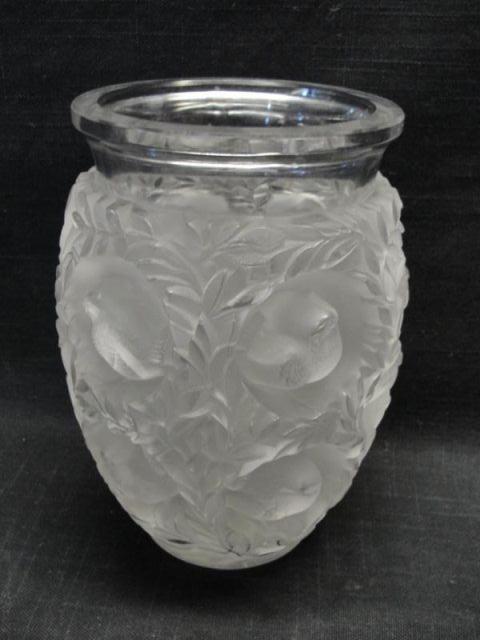 Appraisal: LALIQUE Vase with Dove Decoration From a Larchmont estate Dimensions