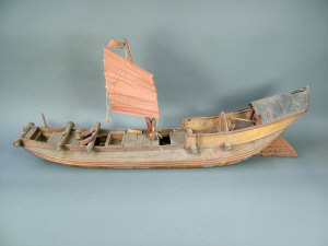 Appraisal: A Chinese wooden model of a single masted junk length