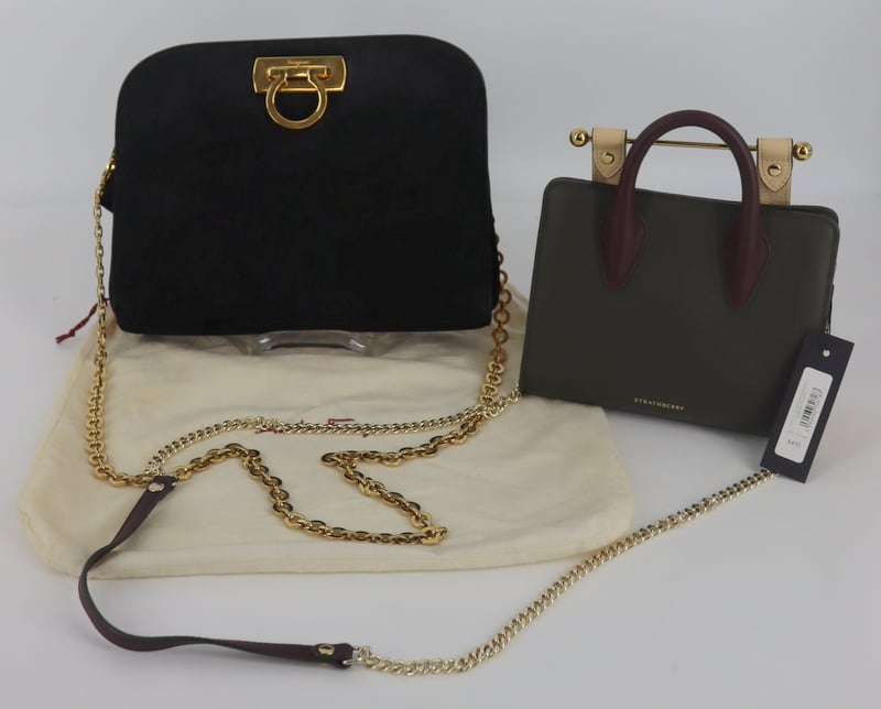 Appraisal: COUTURE FERRAGAMO AND STRATHBERRY PURSES Includes a vintage Salvatore Ferragamo