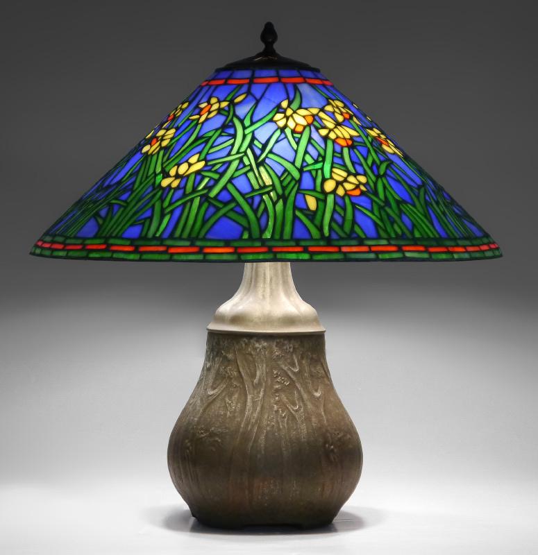 Appraisal: HANDEL LAMP BASE Sold with a later leaded glass shade