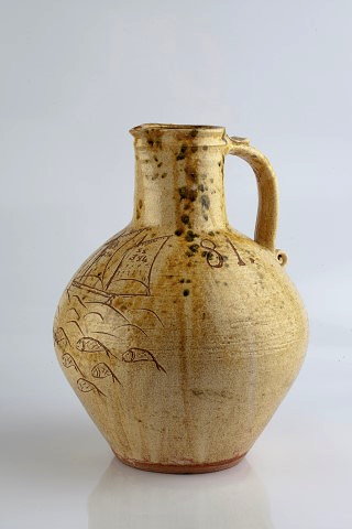 Appraisal: William Marshall British - Jug slip with sgraffito decoration of