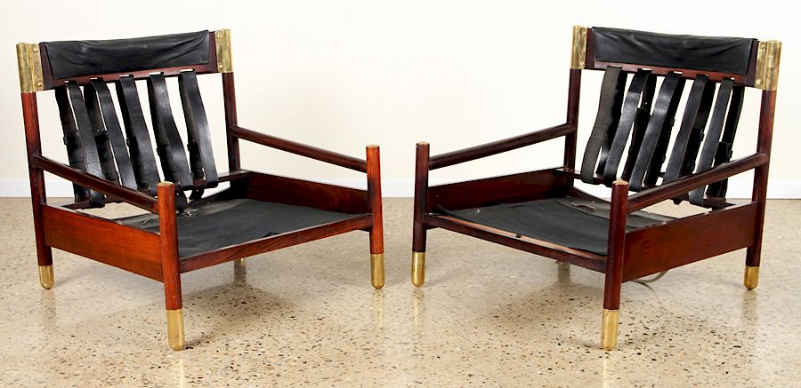 Appraisal: PAIR AFRICAN MAHOGANY CHAIRS BY CARLO DE CARLI A substantial