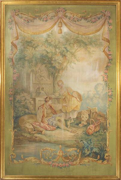 Appraisal: A pair of Louis XVI style pastoral tapestry cartoons in