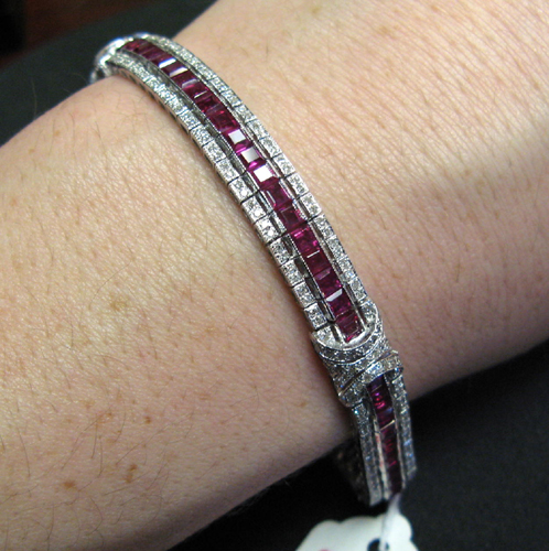 Appraisal: RUBY DIAMOND AND EIGHTEEN KARAT WHITE GOLD BRACELET set with