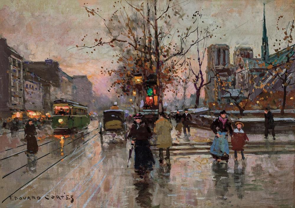 Appraisal: EDOUARD LEON CORTES French - Near Notre Dame oil on