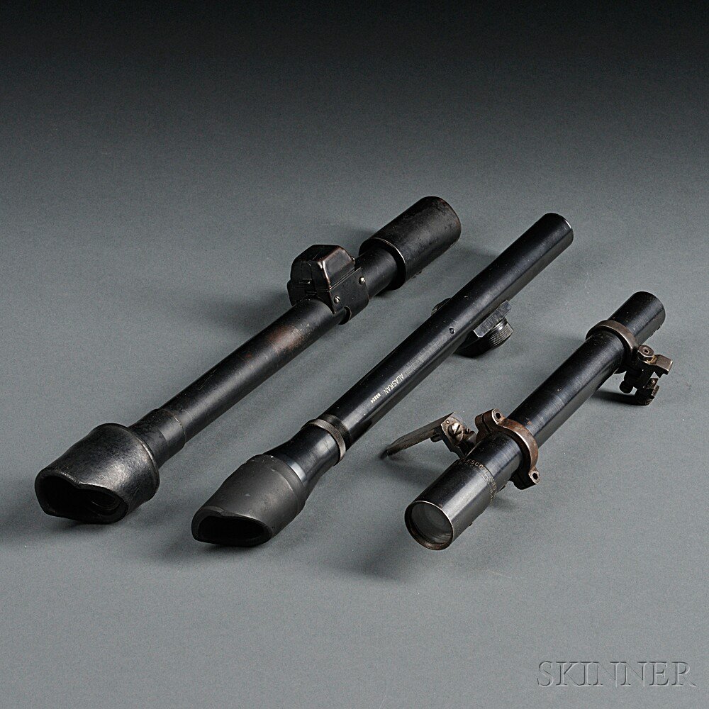 Appraisal: Three Rifle Scopes c th century an M scope blued-steel