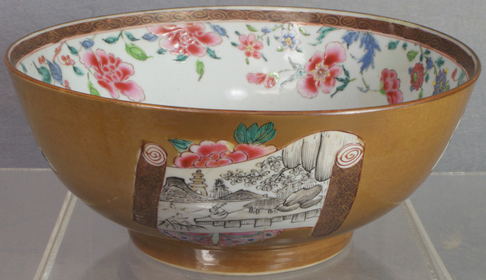 Appraisal: Chinese export porcelain Batavia ware punch bowl w Famille Rose