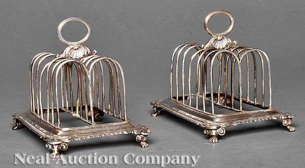 Appraisal: A Pair of Regency Sterling Silver Toast Racks William Burwash