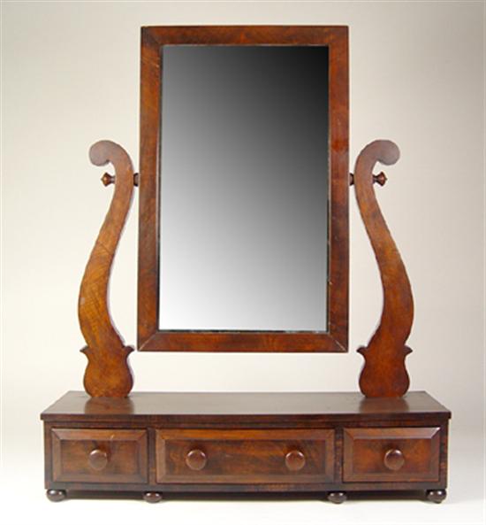 Appraisal: Shaving Stand Circa Walnut and burl veneer Rectangular mirror in