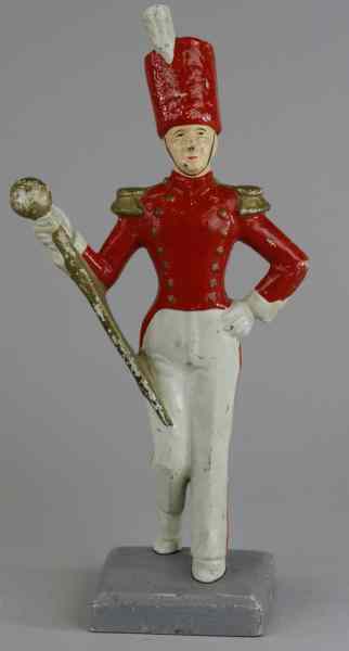 Appraisal: DRUM MAJOR DOORSTOP Cast iron very colorfully painted casting of