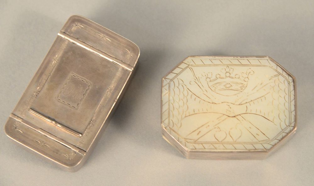 Appraisal: Two Small Silver Boxes to include silver snuff box having