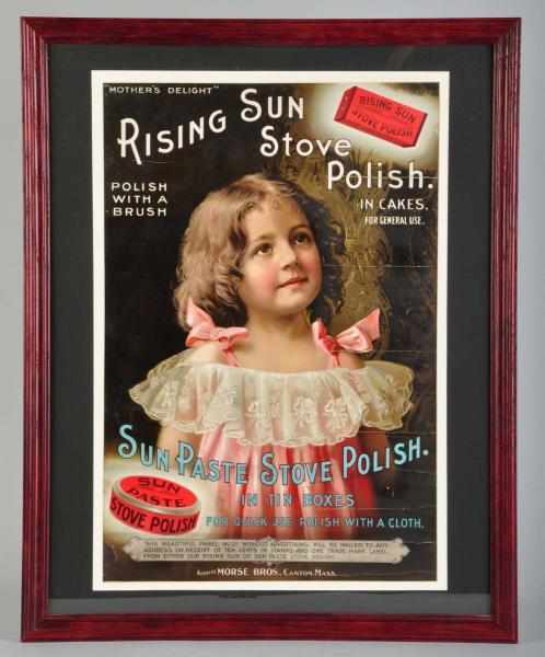 Appraisal: Heavy Paper Rising Sun Stove Polish Poster Description Circa Nicely