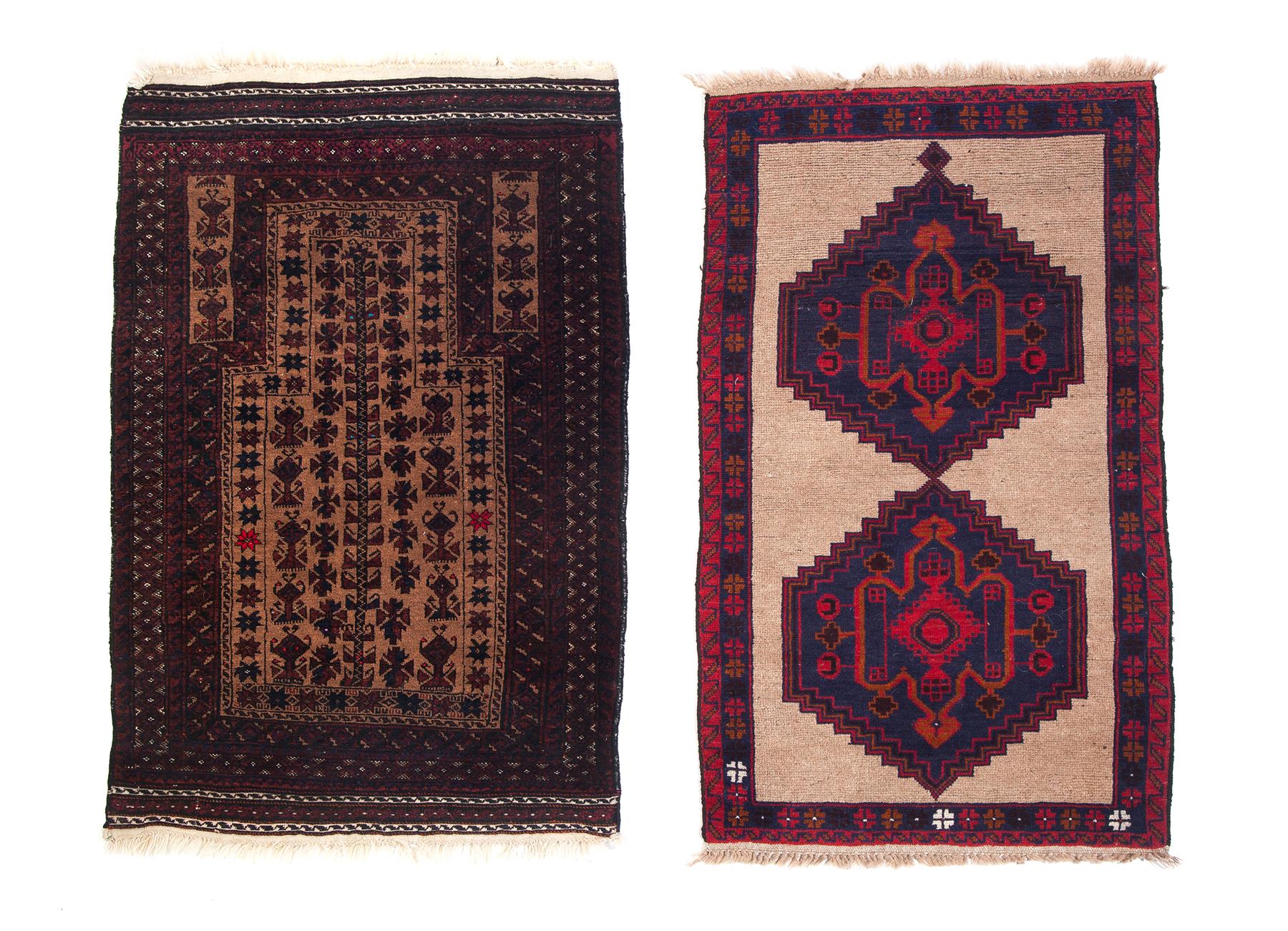 Appraisal: TWO ORIENTAL RUGS Mid th century Belouchistan ' x '