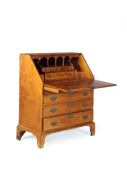 Appraisal: QUEEN ANNE SLANT FRONT DESK American th century curly maple