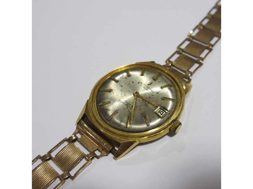 Appraisal: Gents ct gold cased Universal Geneve wrist watch with silver