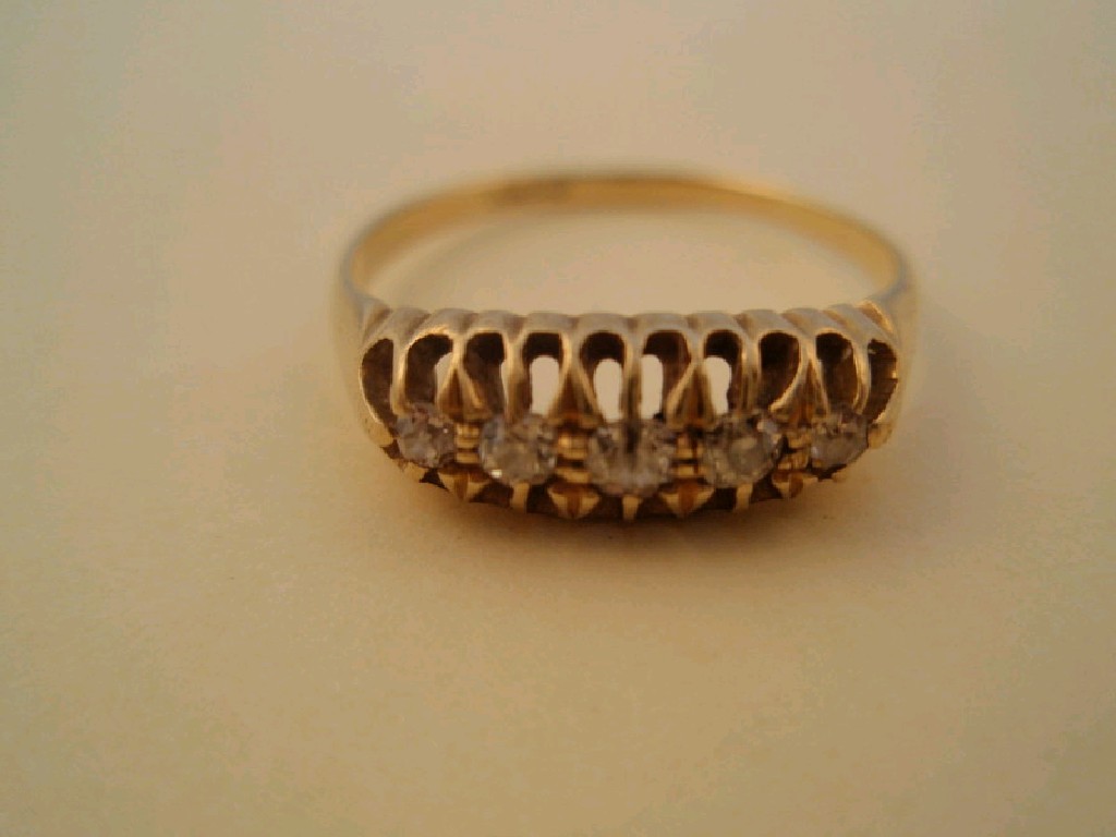 Appraisal: A ct gold marks rubbed boat style ring set with