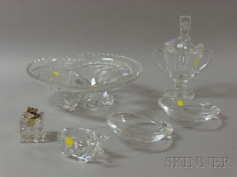 Appraisal: Six Steuben and Other Colorless Art Glass Table Items a