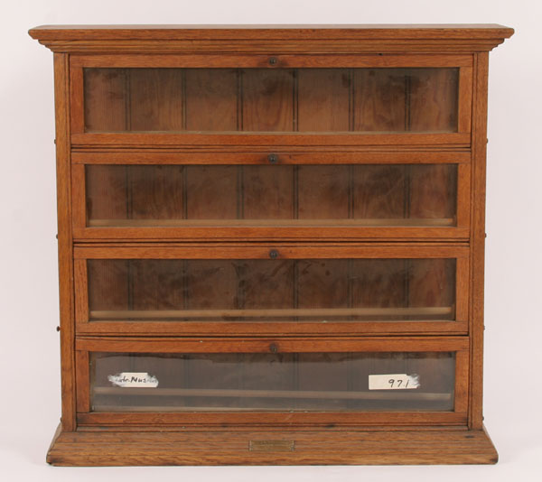 Appraisal: Antique ribbon spool store display case oak glass front top