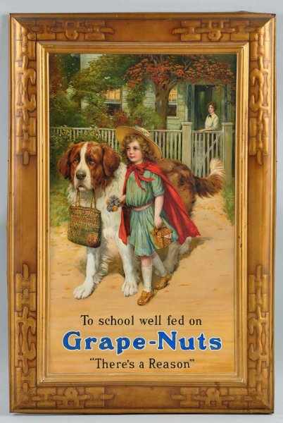 Appraisal: Grape Nuts Tin Sign Description Classic self framed tin litho