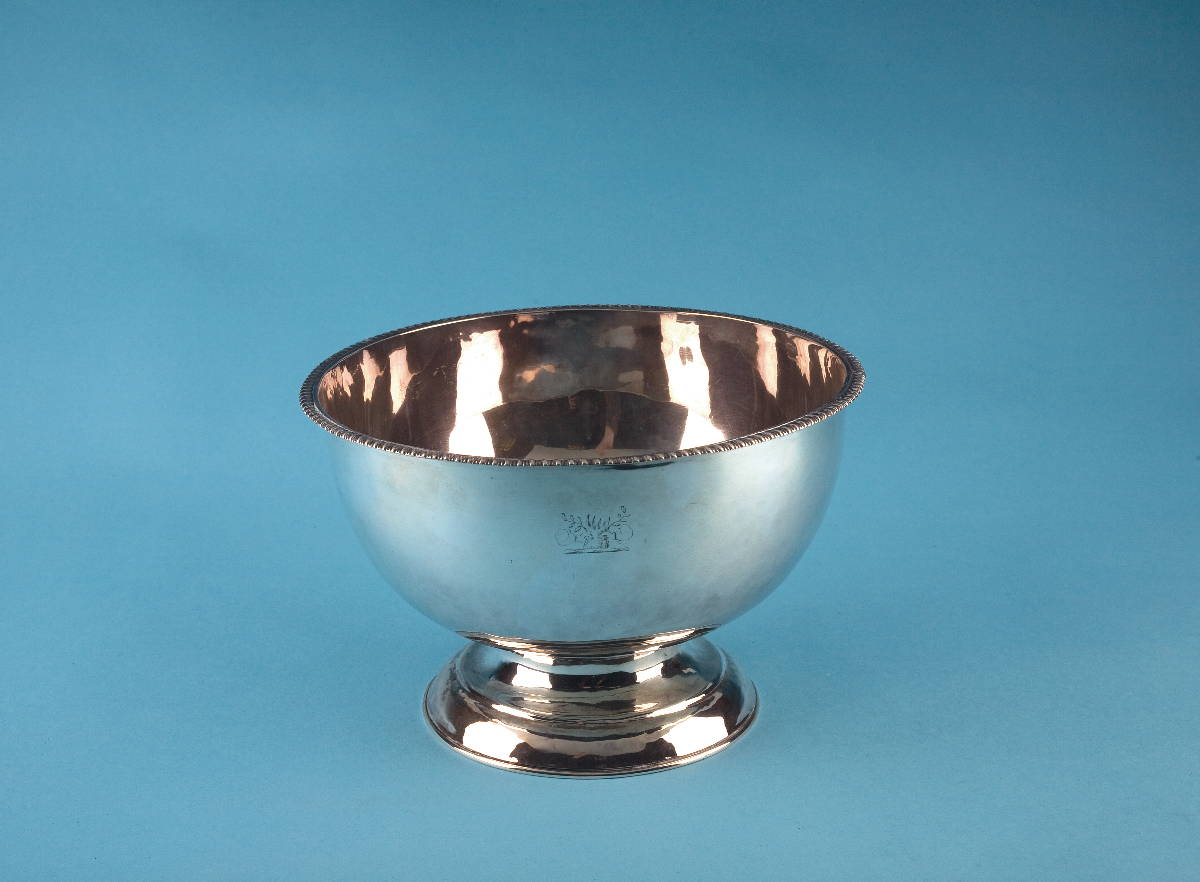 Appraisal: GEORGE III SILVER CRESTED BOWL ROBERT GARRARD LONDON - Engraved