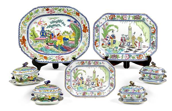 Appraisal: An assembled group of Mason's ironstone serving pieces early th