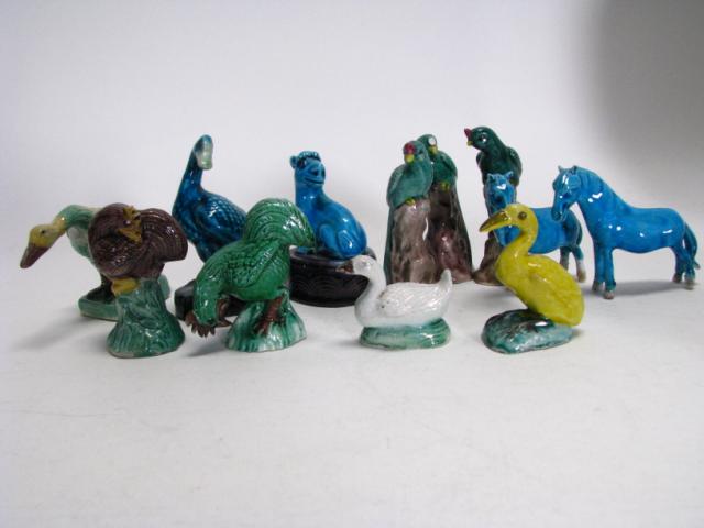 Appraisal: Twelve Faience Animal Figurines including birds and horses some chips