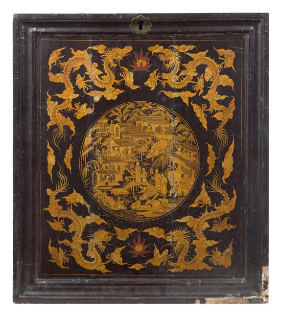 Appraisal: Sale Lot A Chinese Export Lacquered Panel of rectangular form