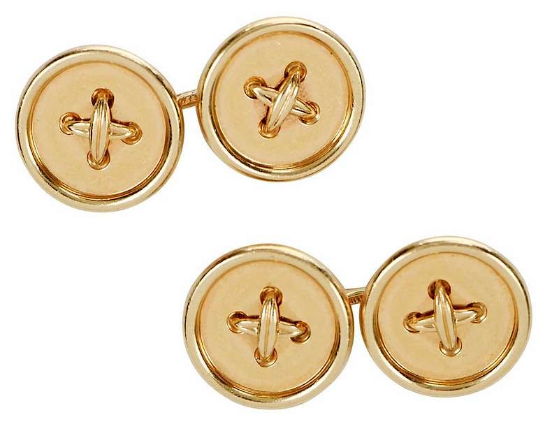 Appraisal: Cartier kt Cufflinks button design both stamped Cartier K yellow