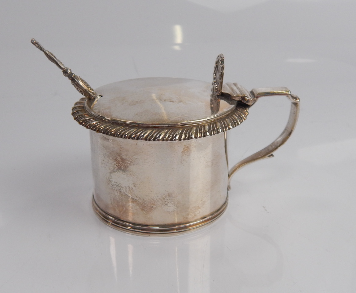 Appraisal: A George IV silver mustard pot of plain cylindrical form