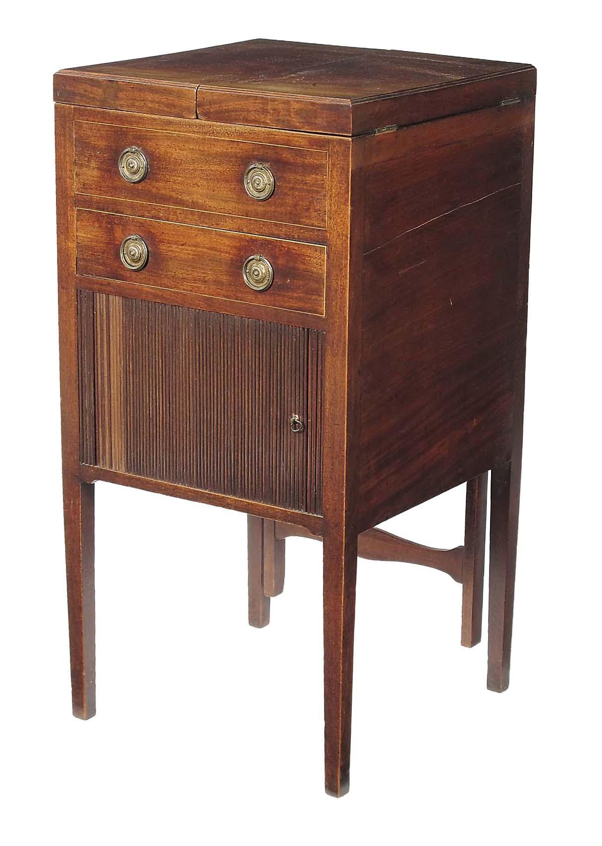 Appraisal: An early th century mahogany and line inlaid washstand