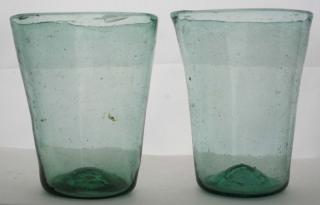 Appraisal: th c pr of free blown glass tumblers aquamarine glass