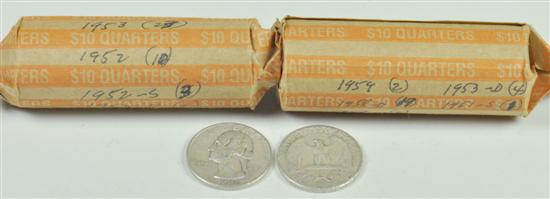 Appraisal: Two Rolls of Washington Quarters Dating - All silver coins