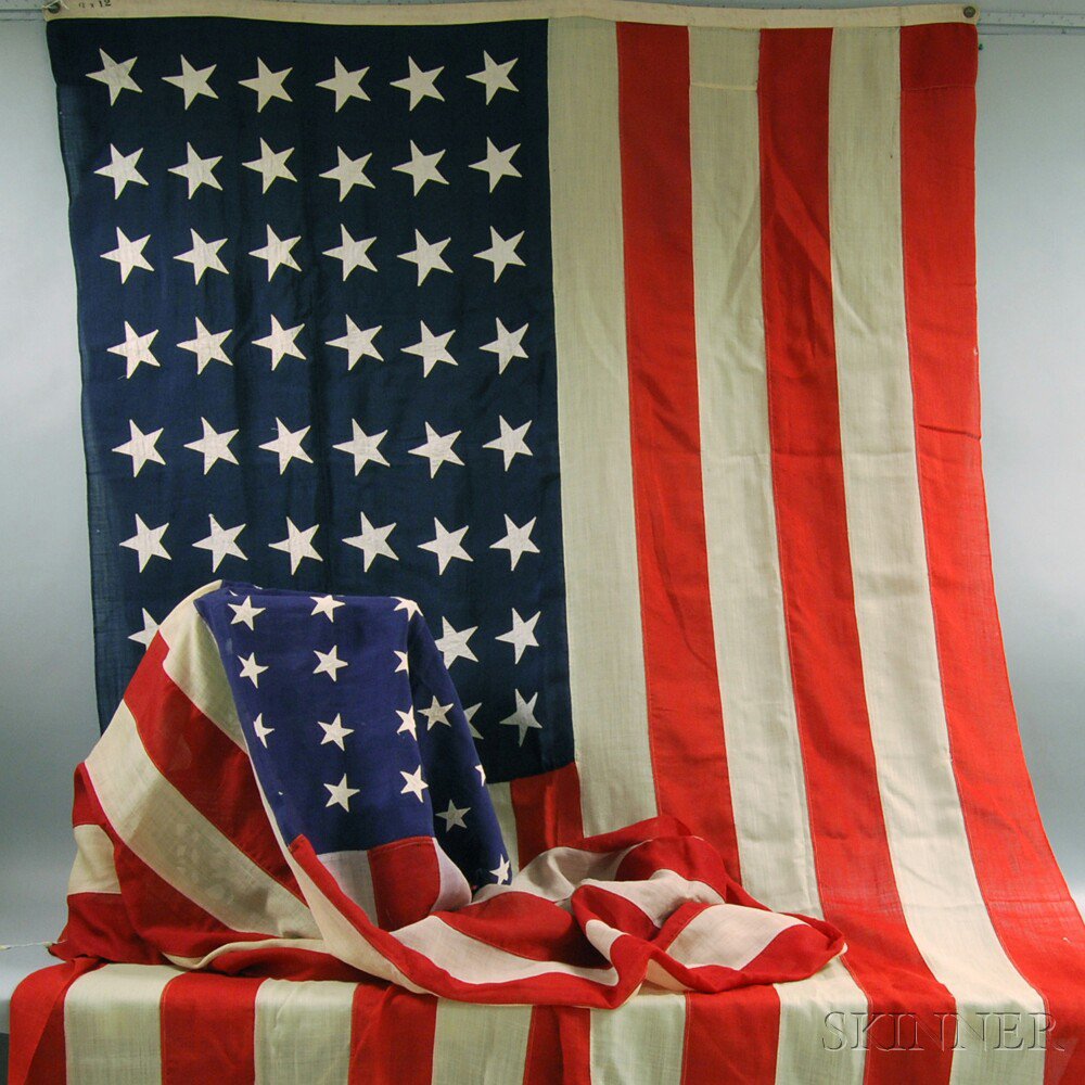 Appraisal: Two Forty-eight-star American Flags lg to ft wd to ft