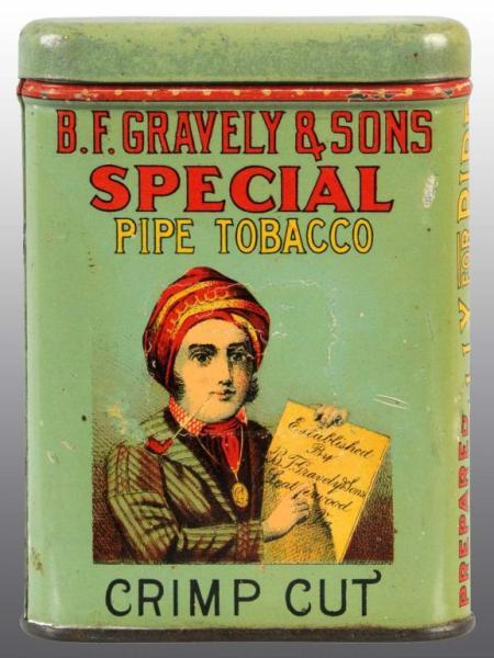 Appraisal: B F Gravely Sons Vertical Tobacco Pocket Tin Description Manufactured