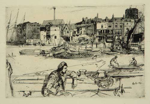 Appraisal: JAMES A M WHISTLER Black Lion Wharf Etching on cream