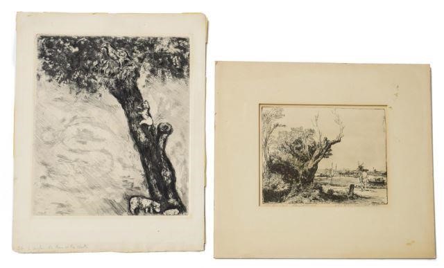 Appraisal: lot of Unframed etchings including L'aigle la laie et la